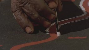 white dabs dots for, painting Ancestral Possum dreaming in bush - Powered by Shutterstock - Get 15% off with code: PIKWIZARD15