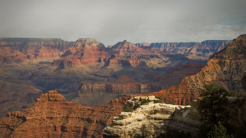 (1136) Grand Canyon Arizona Landscape Rain Storm Clouds. Themes of travel, wilderness, adventure, nature, desert, canyon country, destinations, exploration, geology, seasons, time, weather. Looping!
