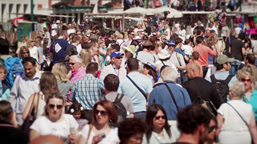 VENICE, ITALY - MAY 2, 2012: Slow motion shot of crowds in Venice