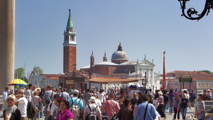 VENICE, ITALY - MAY 2, 2012: Slow motion shot of crowds near the Piazza San
