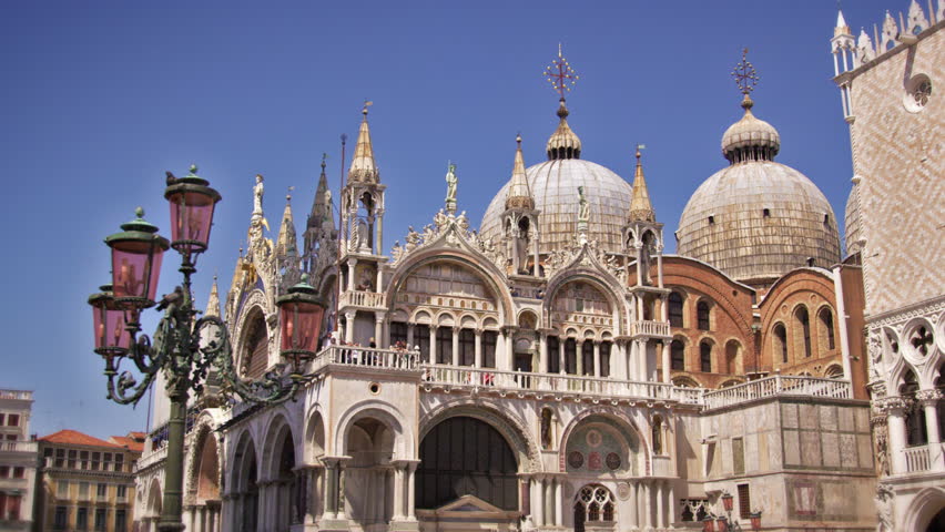 VENICE, ITALY - MAY 2, 2012: Slow motion, tilt shot of Basilica San Marco