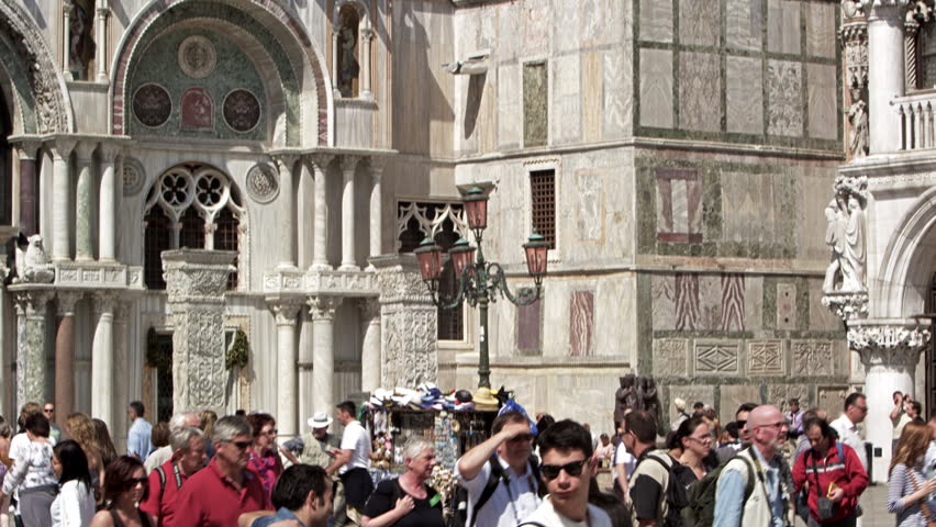 VENICE, ITALY - MAY 2, 2012: Slow motion tilt shot of Basilica San Marco