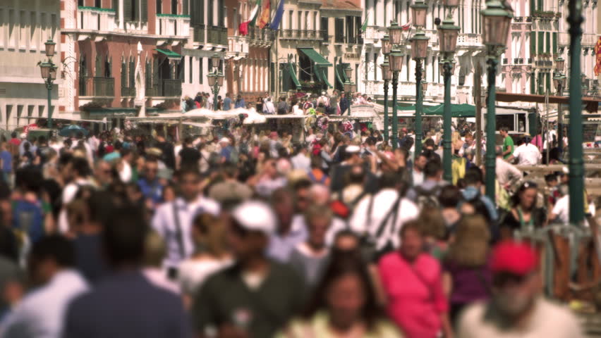 VENICE, ITALY - MAY 2, 2012: Slow motion shot of a congested walkway