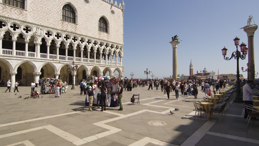 VENICE, ITALY - MAY 2, 2012: Slow motion shot of crowds in front of Doge's