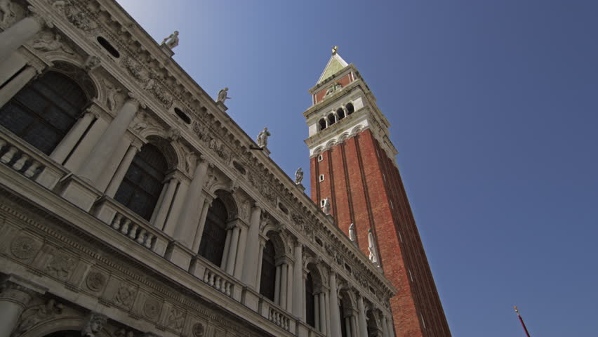 VENICE, ITALY - MAY 2, 2012: Panning and tilt shot in slow motion of Piazza San