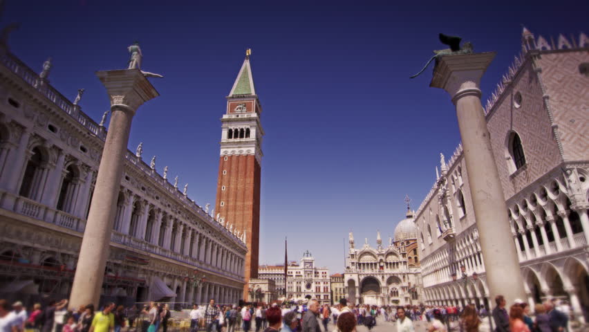 VENICE, ITALY - MAY 2, 2012: Slow motion, tilt shot taken at Piazza San Marco