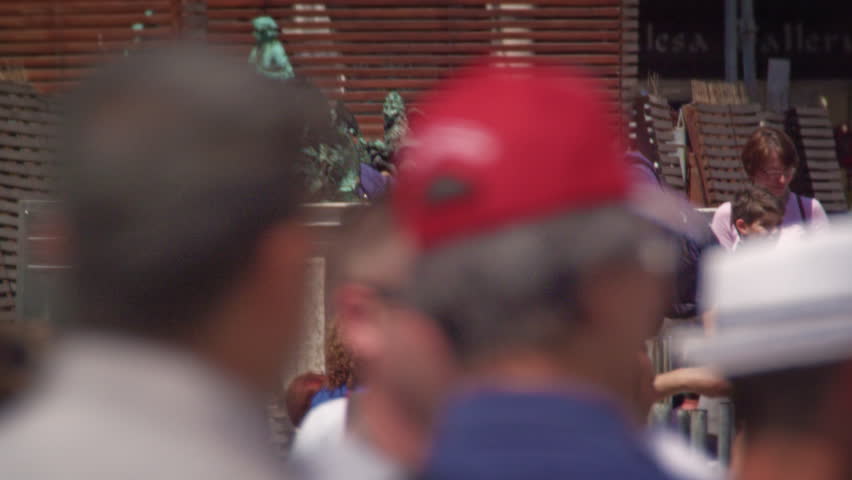 VENICE, ITALY - MAY 2, 2012: Slow motion shot of people in line