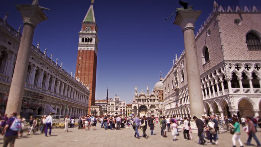 VENICE, ITALY - MAY 2, 2012: Slow motion shot of crowds at Piazza San Marco