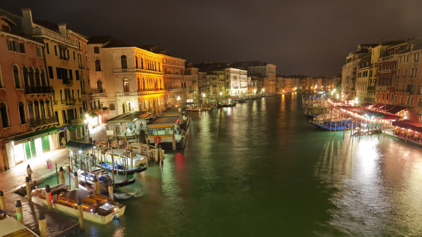 VENICE, ITALY - CIRCA MAY 2012: Time-lapse of the Grand canal from Rialto