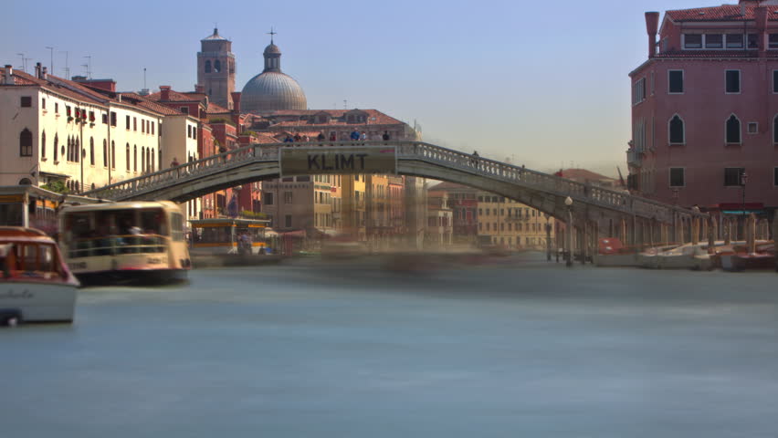 VENICE, ITALY - CIRCA MAY 2012: Time-lapse of the Scalzi bridge in Venice.