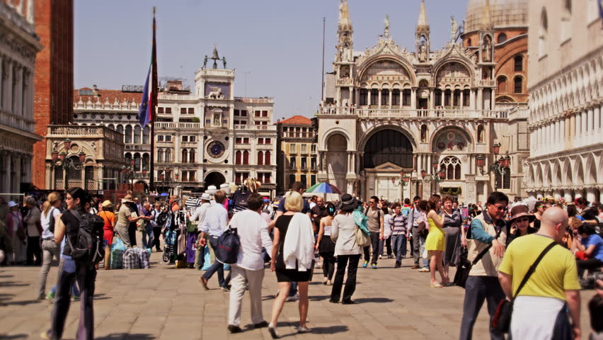VENICE, ITALY - MAY 2, 2012: Slow motion video of tourists in Piazza San Marco