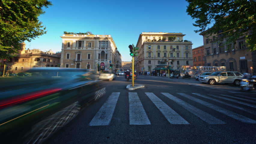 ROME - CIRCA MAY 2012: Time-lapse of a busy street in Rome.