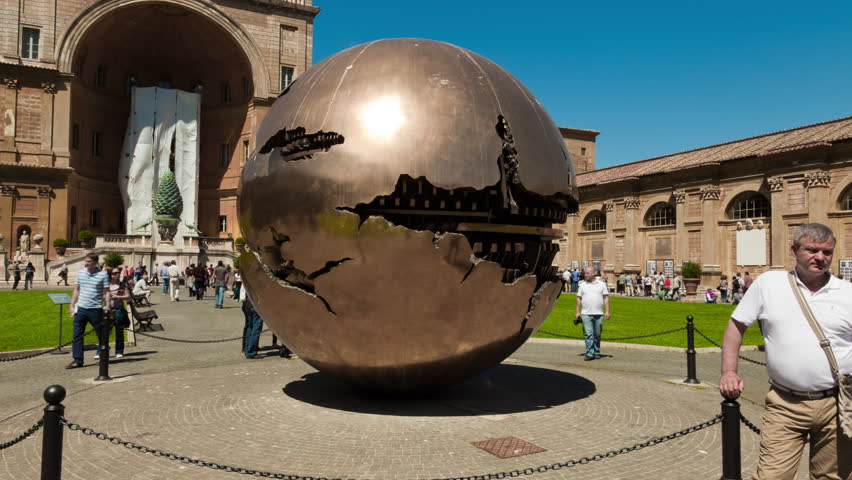 ROME - CIRCA MAY 2012: Time-lapse of a metal sphere sculpture in the Vatican.