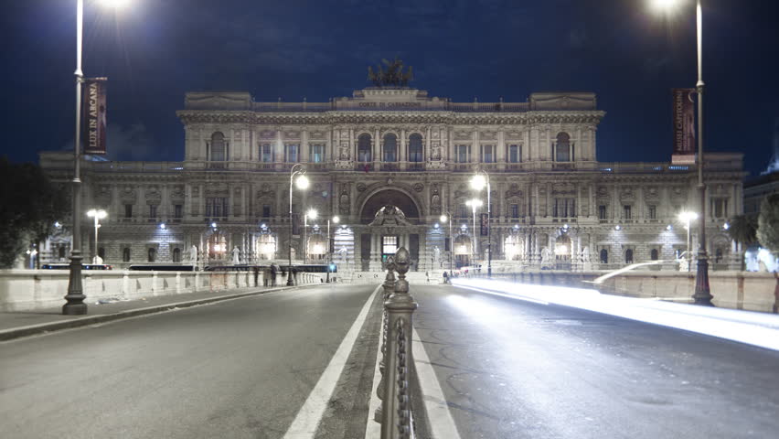 ROME - CIRCA MAY 2012: Time-lapse shot of the Palace of Justice from the bridge
