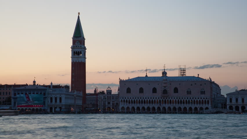 VENICE, ITALY - CIRCA MAY 2012: Sunset time-lapse of Saint Mark Square from San