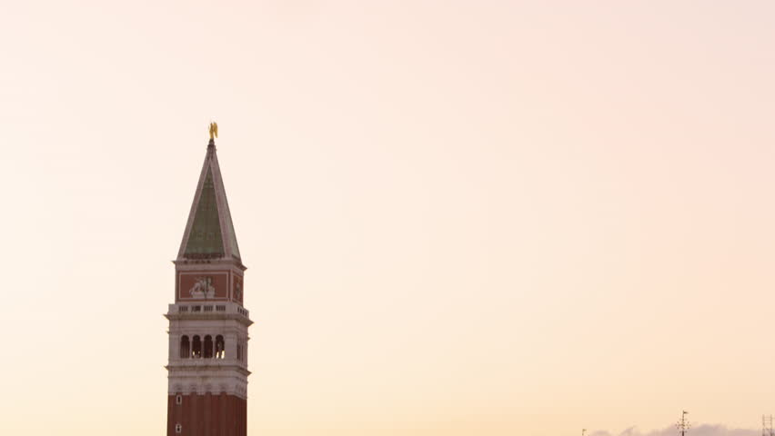 VENICE, ITALY - MAY 3, 2012: Tilting down shot of Piazza San Marco to the wharf