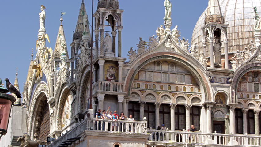 VENICE, ITALY - MAY 2, 2012: Slow motion panning shot of Basilica San Marco
