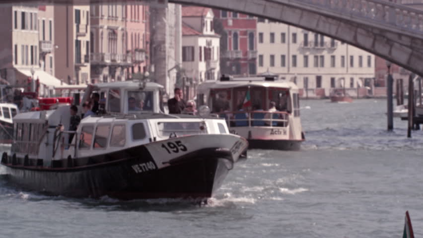 VENICE, ITALY - MAY 4, 2012: Slow motion footage focusing on a ferry as it