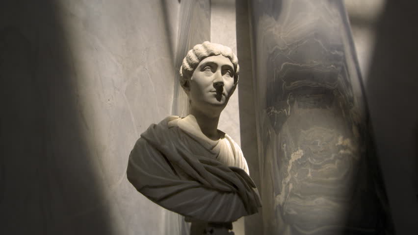 ROME, ITALY - MAY 5, 2012: Zoom in towards female bust in the New Wing