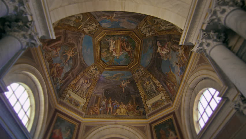 ROME, ITALY - MAY 5, 2012: An ornately painted domed ceiling in the Vatican
