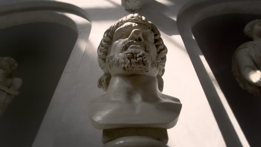 ROME, ITALY - MAY 5, 2012: Low angle to high angle shot of a mans bust.