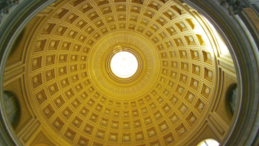 ROME, ITALY - MAY 5, 2012: Tilt down footage of Pantheon interior