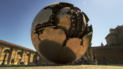 ROME, ITALY - MAY 5, 2012: Time lapse of "Sphere within Sphere" rotating