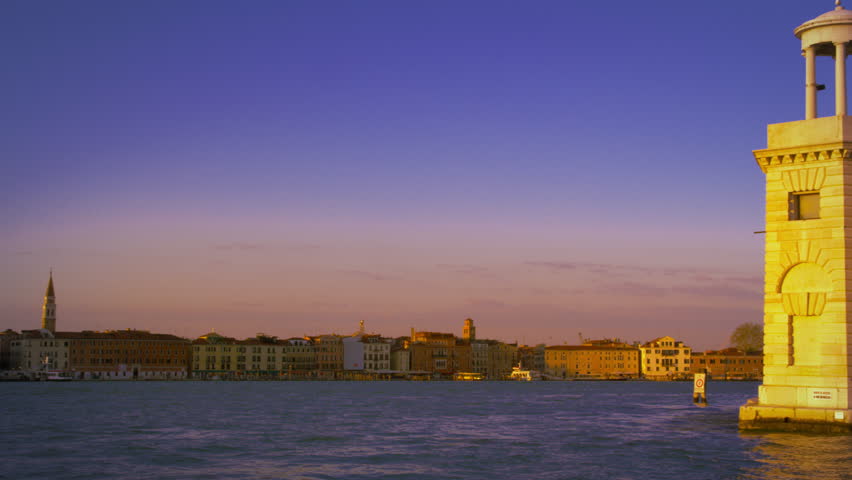 VENICE, ITALY - MAY 3, 2012: Slow motion, pan of the southern boarder of Venezia