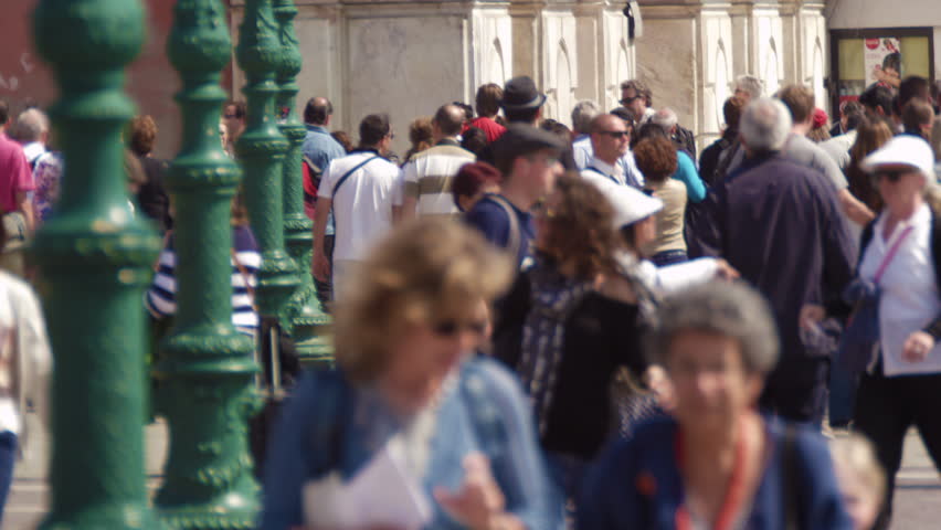 VENICE, ITALY - MAY 4, 2012: Slow motion shot of crowded walkway in front of the