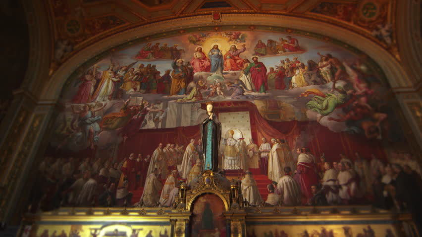ROME, ITALY - MAY 5, 2012: Fresco of Pope Pius IX declaring dogma of immaculate