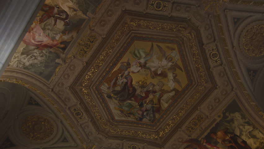 ROME, ITALY - MAY 5, 2012: Ornate ceiling in the Vatican Museum