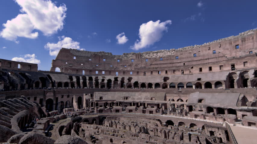 ROME, ITALY - MAY 6, 2012: Angled interior shot of Roman Colosseum