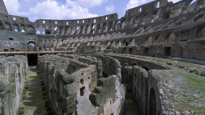 ROME, ITALY - MAY 6, 2012: Still shot of one side of the arena, sky, and stadium