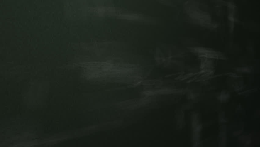 An animated chalkboard shows the word welcome written in white chalk at the center, surrounded by translations in several languages rendered in colored chalk. The static camera captures the staggered appearance of each greeting on a dark green board.