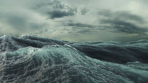 Rough Sea seamless loop. big waves in a stormy ocean. Camera goes underwater (HD, 1920x1080, 1080p, hidef, high definition)