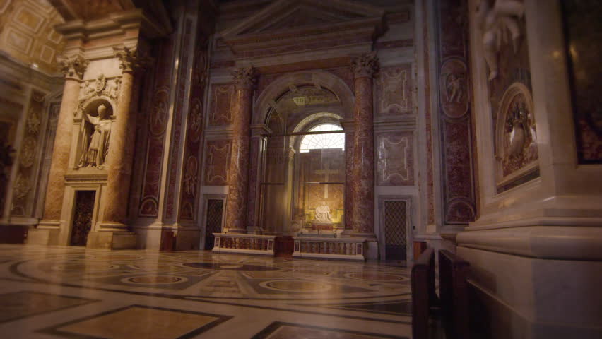 ROME, ITALY - MAY 8, 2012: Empty corridor of St Peter's Basilica