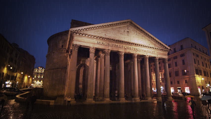 ROME, ITALY - MAY 7, 2012: The Pantheon on a rainy night