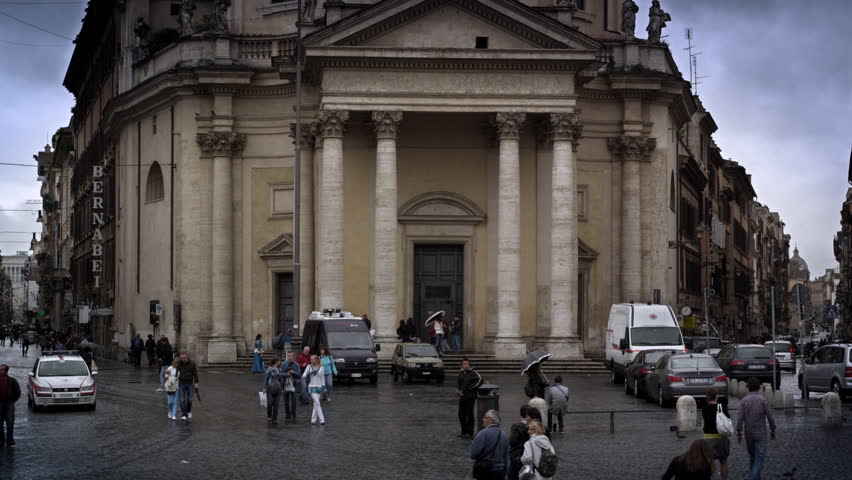 ROME, ITALY - MAY 7, 2012: Exterior shot of domed building in the Piazza del