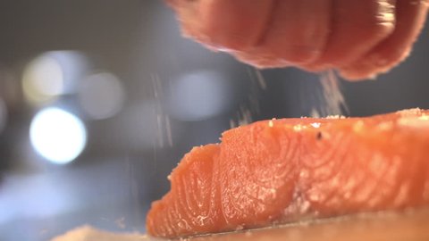 cook salmon fillets stock footage food