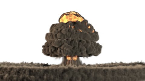 4k animation of a nuclear blast in slow motion with alpha channel