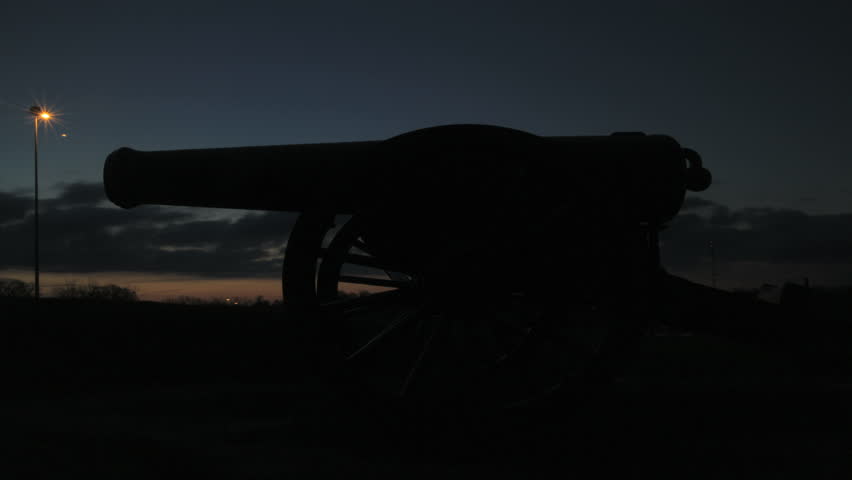 Vicksburg, Mississippi - February, 2013 - Sunrise time-lapse of a cannon in National Military Park.