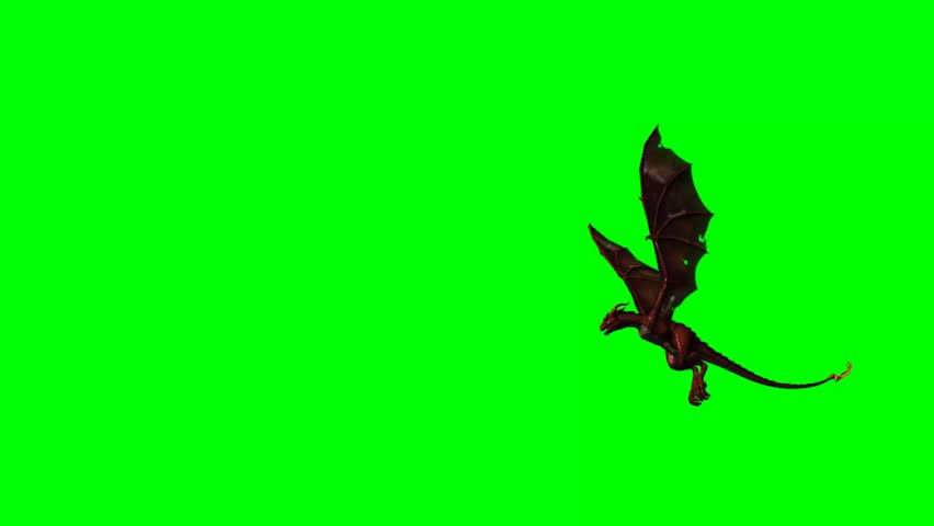 flying dragon on green screen Royalty-Free Stock Footage #5851385