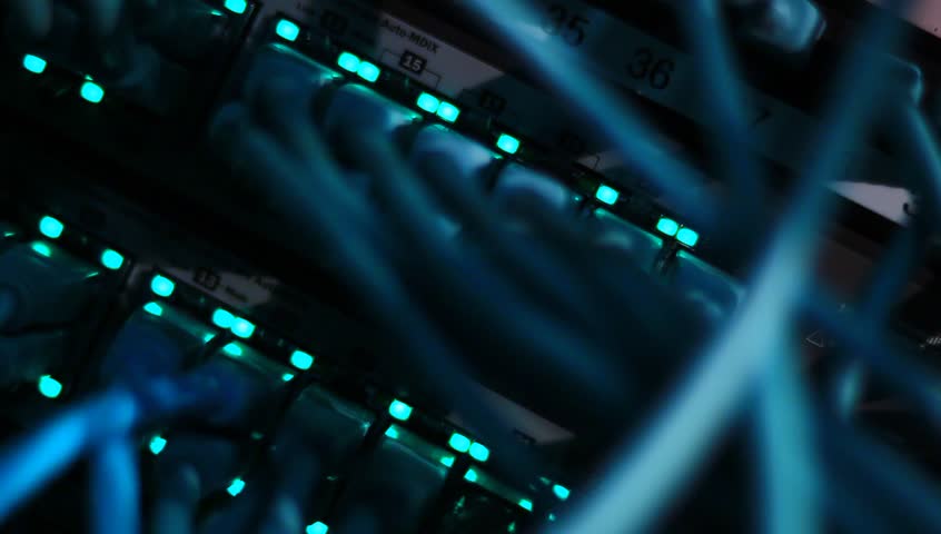 Ethernet server sending and receiving data over the Ethernet. Royalty-Free Stock Footage #5853539