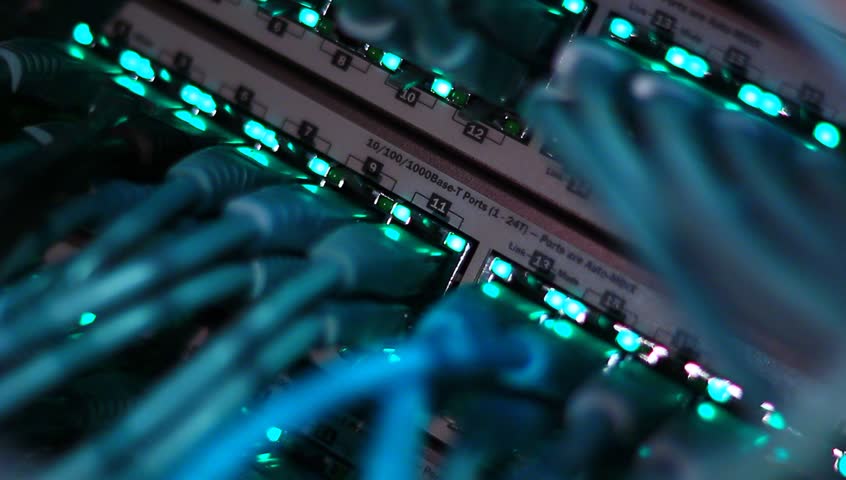 Ethernet server sending and receiving data over the Ethernet. Royalty-Free Stock Footage #5853551
