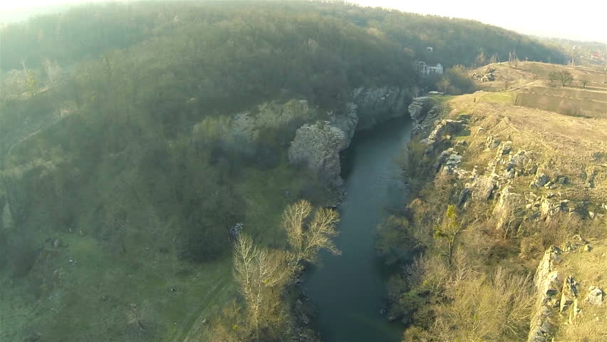  river in  canyon. Aerial  view