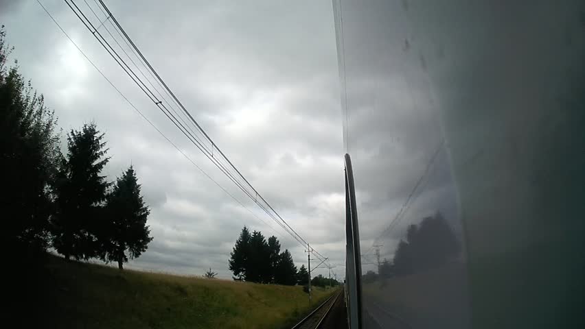 Outside the window of the train