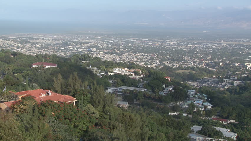 Port-au-Prince, Haiti - Jan 2009:  Panning across the capital city of Port-au-Prince.  Mountains visible in the background.
