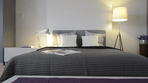 Modern, white stylish bedroom interior design