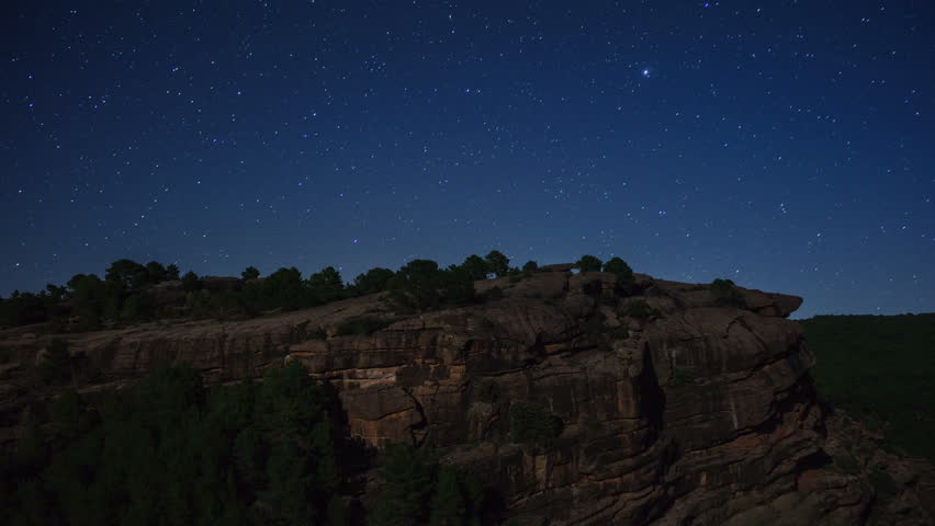 Star trail above Sierra de Albarracin