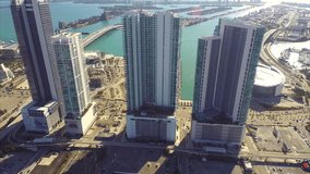 Aerial video of real estate at Downtown Miami